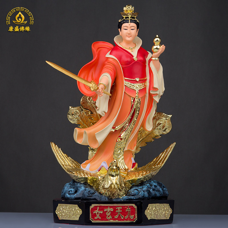 九天女神像26寸圣母战神娘娘站款凤凰供奉树脂摆件