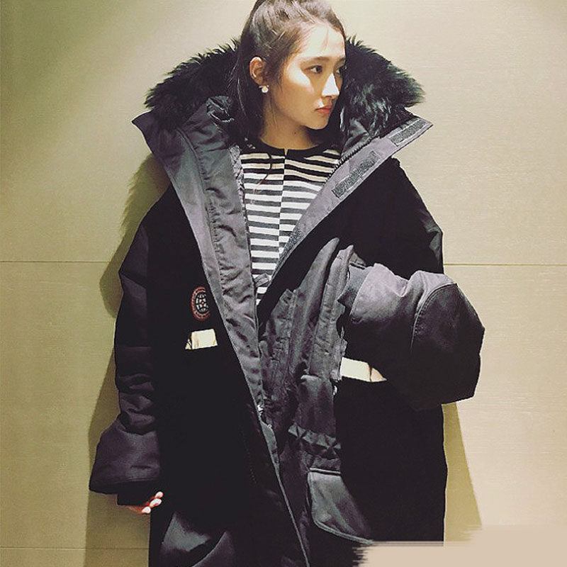 vetements hstyle关晓彤gd同款黑色羽绒服休闲宽松oversize外套潮