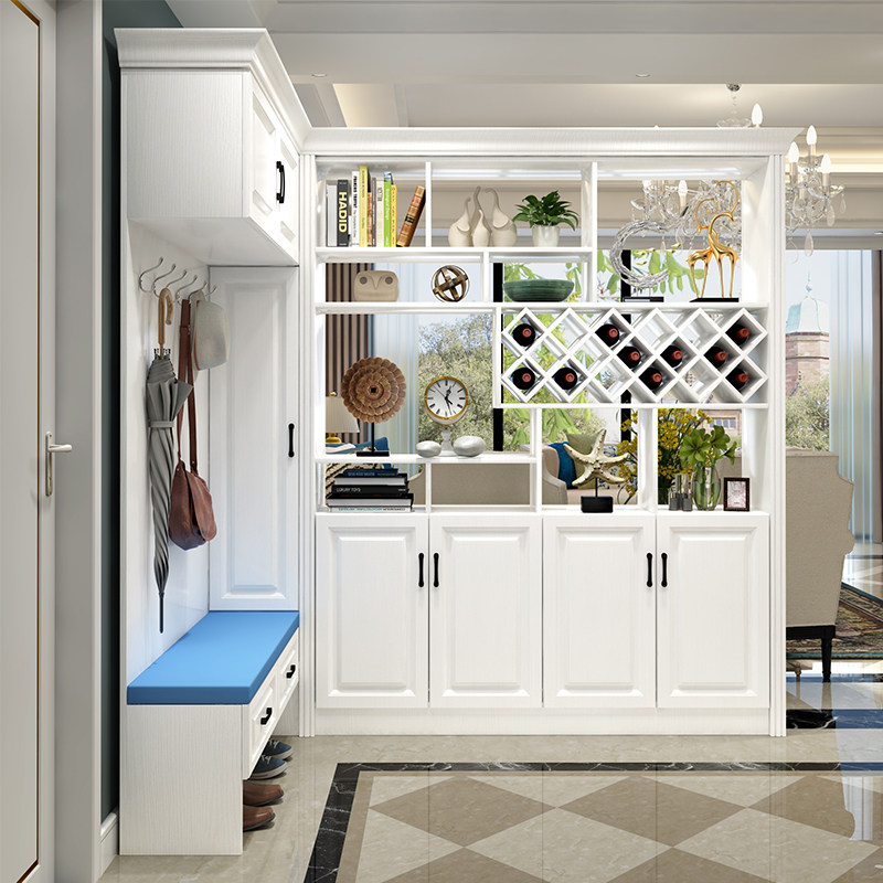 欧木凯简约转角鞋柜镂空隔断酒柜进门多功能门厅鞋柜