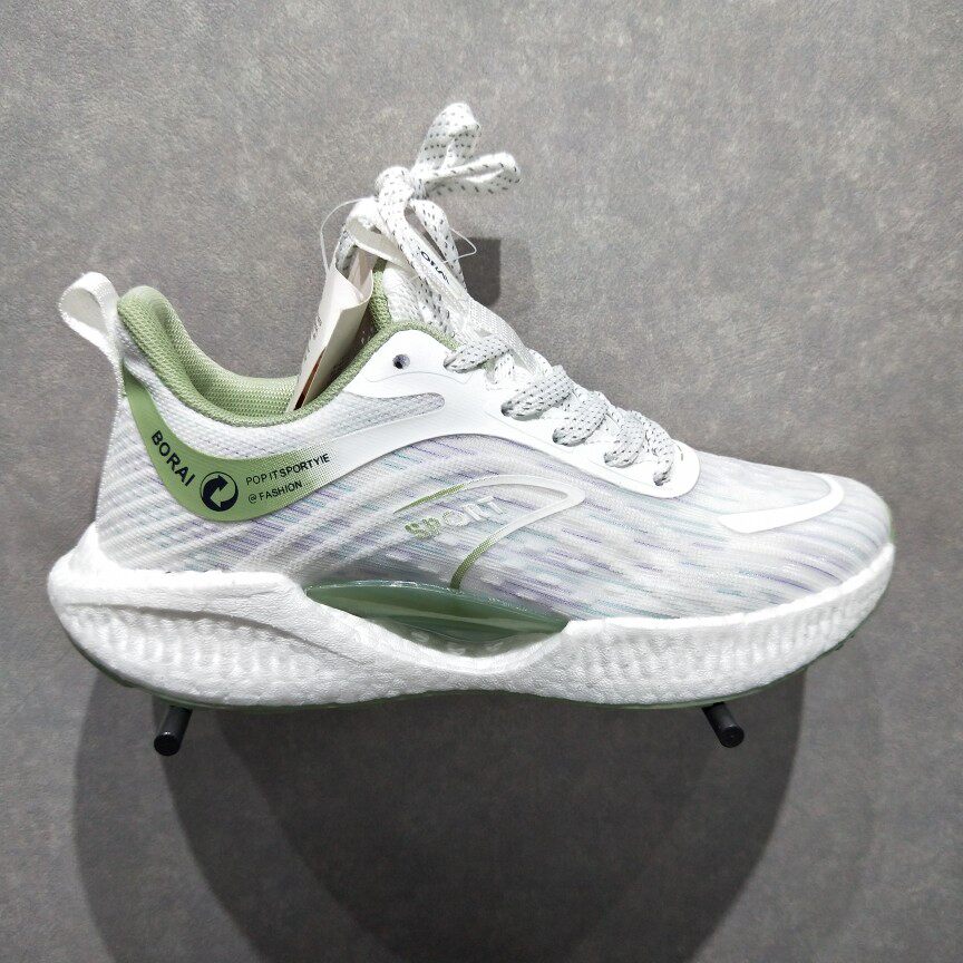 博艾跑步情侣系带口圆头白浅跟黑鞋低运动鞋超轻时尚休闲鞋