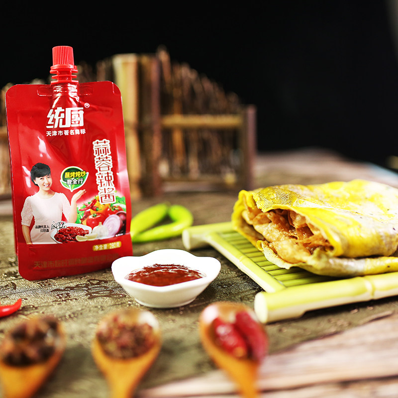 蒜蓉天津统厨辣酱450g辣椒酱袋装冷面专用家用辣椒酱