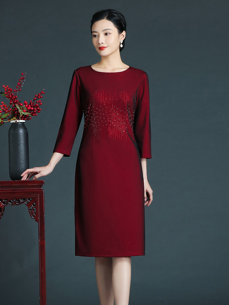 喜婆婆婚宴高贵洋气丈母娘改良旗袍秋装婚礼妈妈旗袍