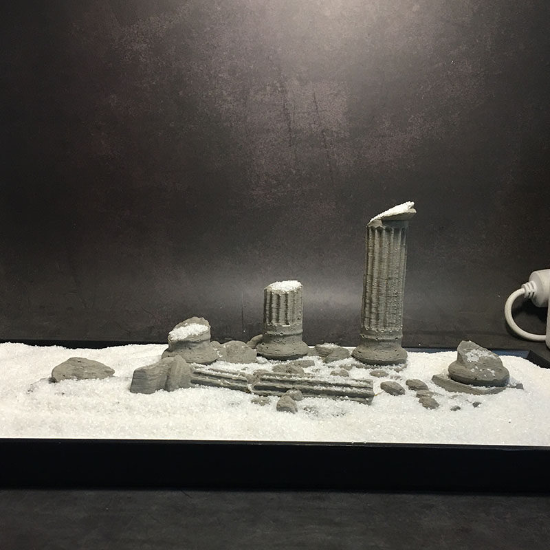 冬官手水泥鱼缸造景景石摆件罗马亚特兰蒂斯柱子桌面摆件