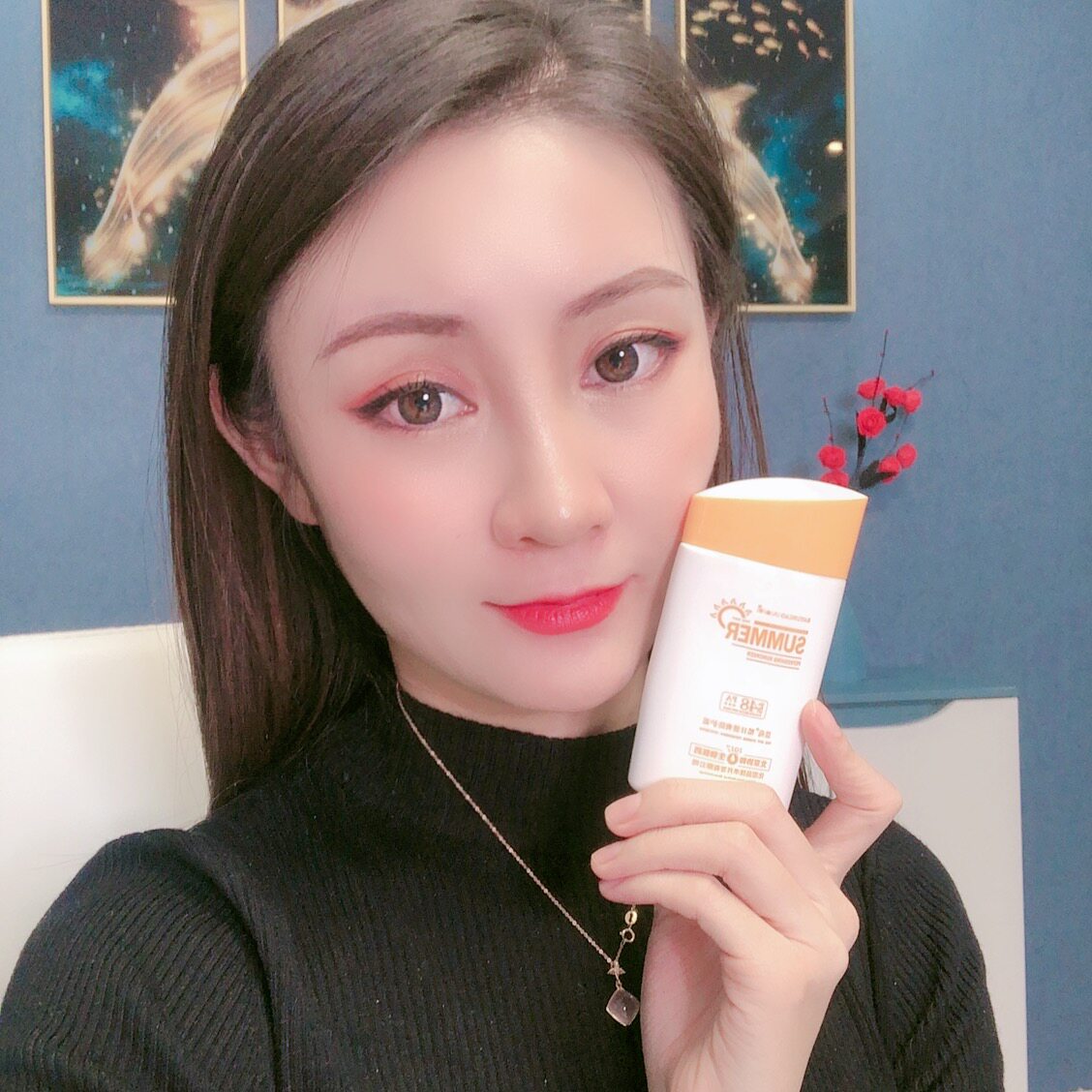 八韵草防晒霜女面部脸部敏感肌防晒霜清爽防汗防紫外线隔离二合一