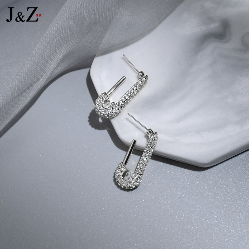 双面满钻气质别针耳钉女纯银针设计小众耳环耳环