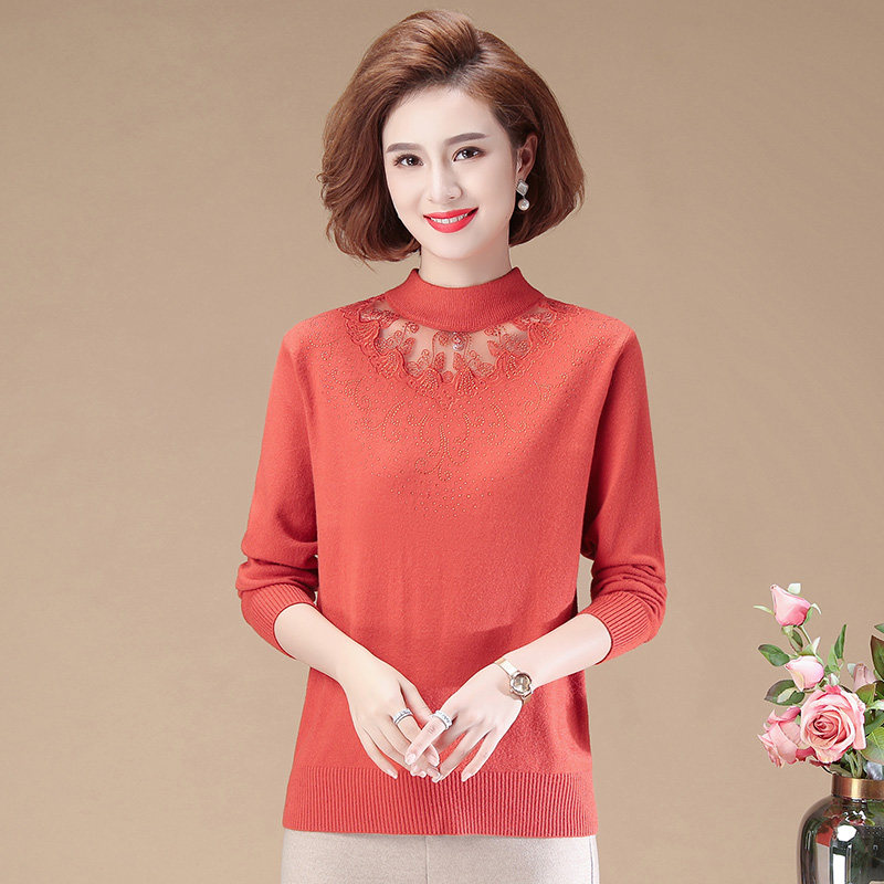 4050岁妈妈春秋秋装打底衫女长袖洋气中老年秋冬中老年女装