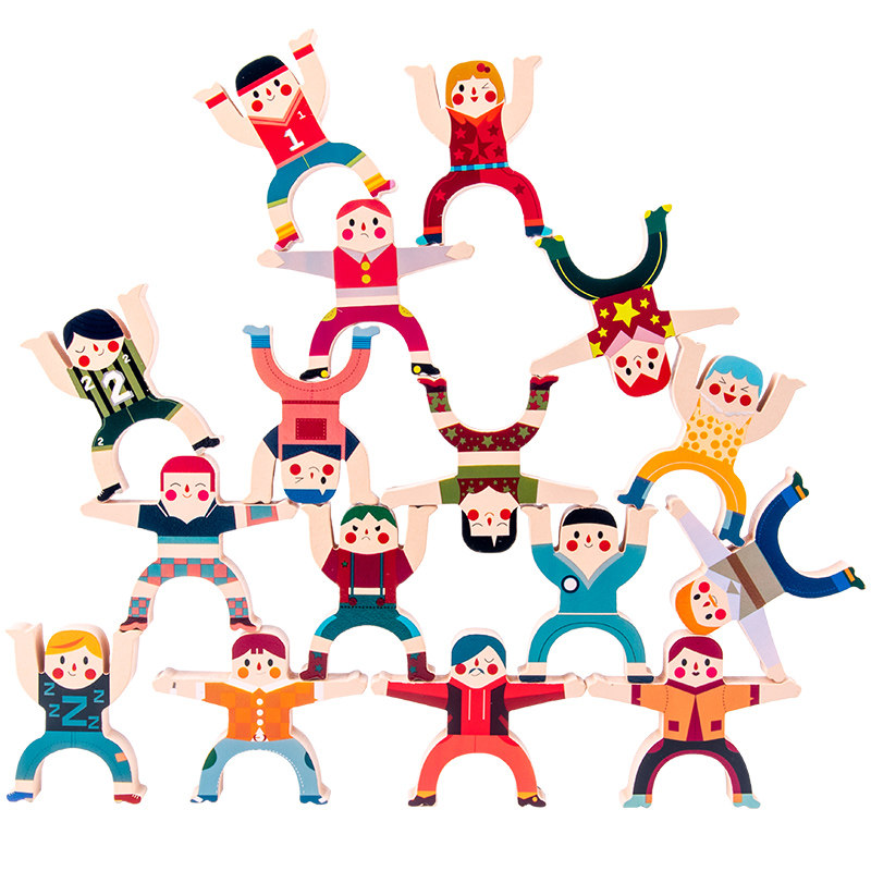 叠叠乐高积木桌面幼儿园积木叠叠玩具小人平衡大力士游戏叠叠乐