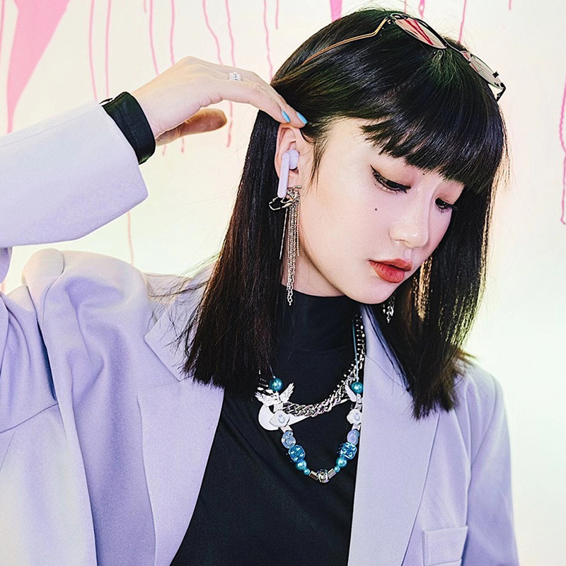 愚人潮社evaeblacklux联名云朵天使闪电腰果项坠