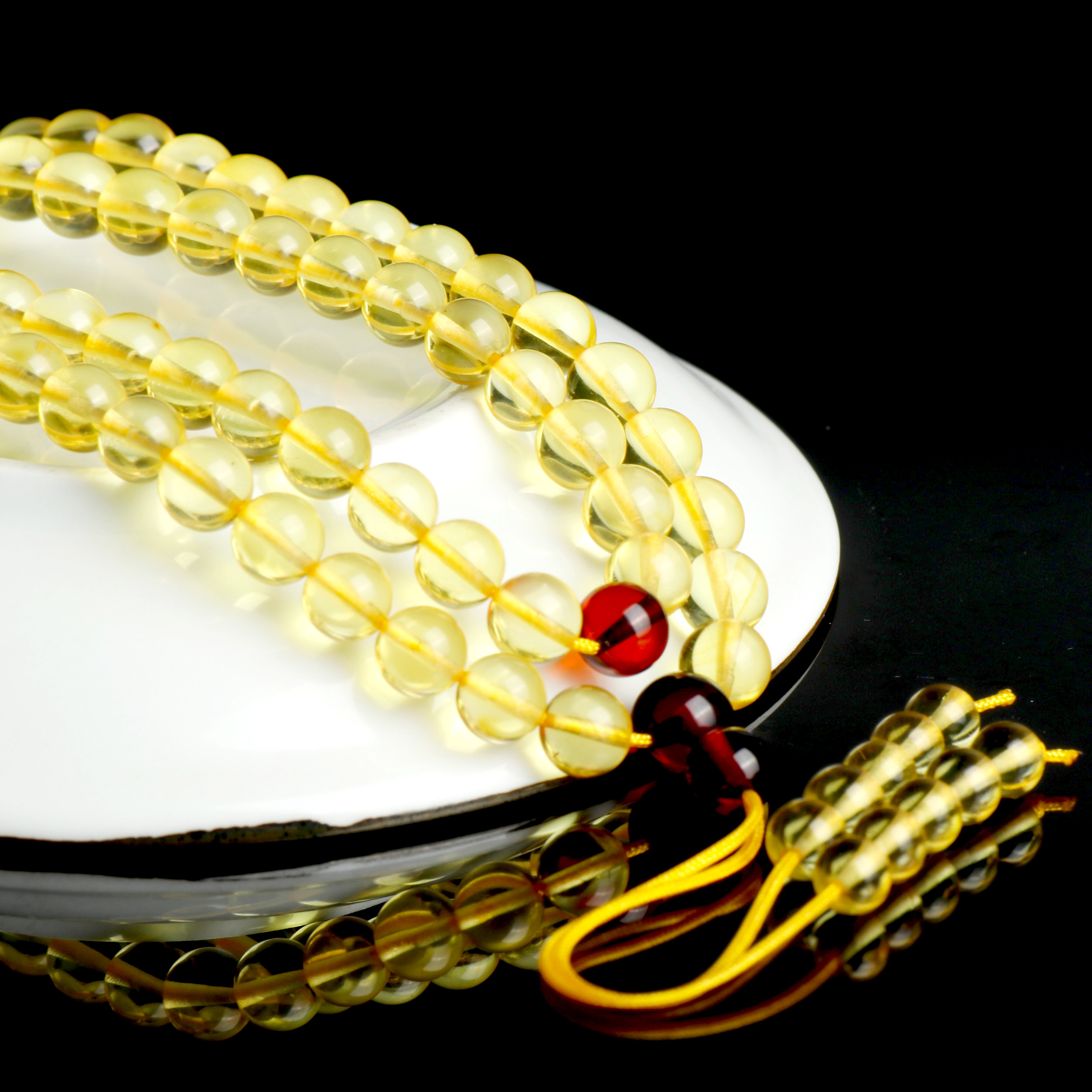 天然蜜蜡手串长链金108颗佛珠手链长链蜜蜡琥珀手链