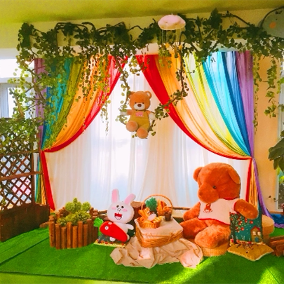 幼儿园舞台毕业背景幕布生日婚礼彩虹背景墙活动节庆布艺用品
