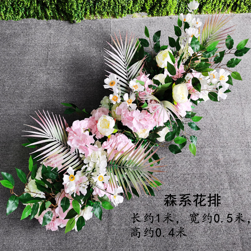 婚庆花排花排排新款森系长条路引花艺舞台红色婚庆绢花