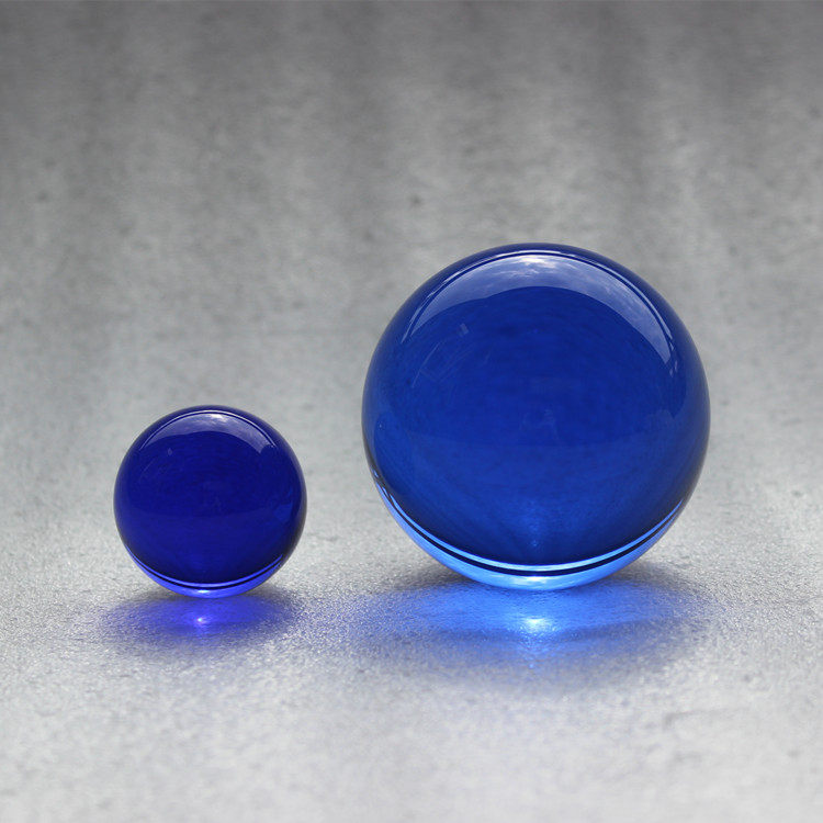 蓝色玻璃水晶球摆件实心水晶玻璃珠光球水晶珠