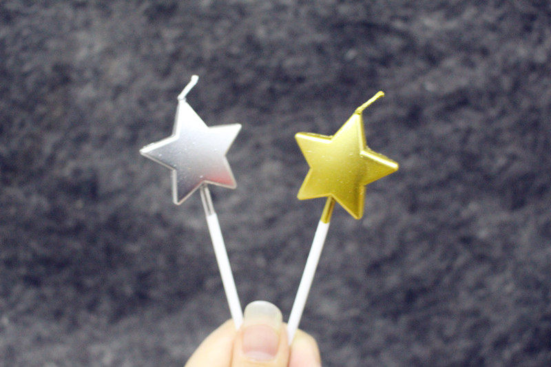 生日蛋糕蜡烛 爱心五角星星星金色银色无烟可食用母亲节蜡烛