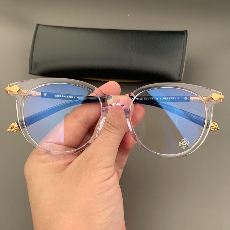 宝剑克罗心新品眼镜架素颜女近视透明框超大框经典银饰板材眼镜框