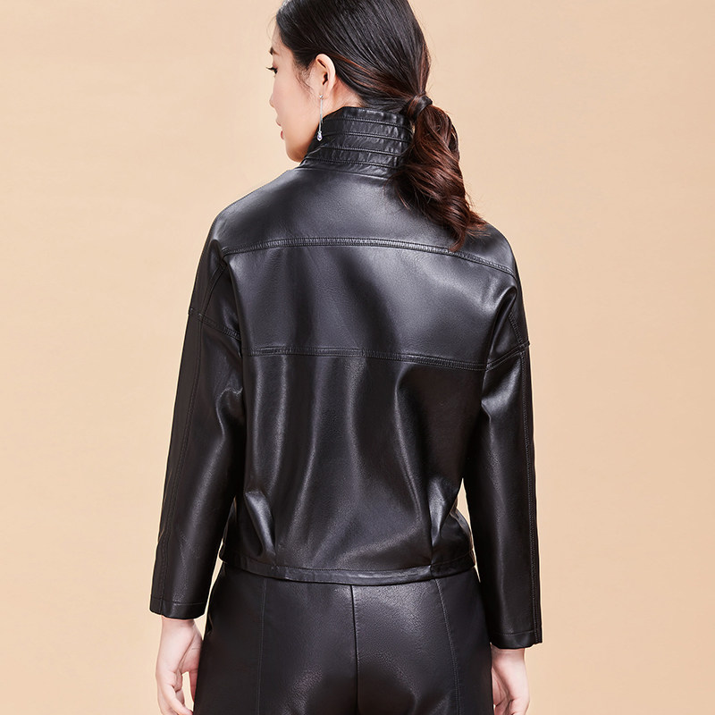 海宁真皮皮衣外套女2020春秋季韩版宽松短款立领绵羊皮夹克女装潮