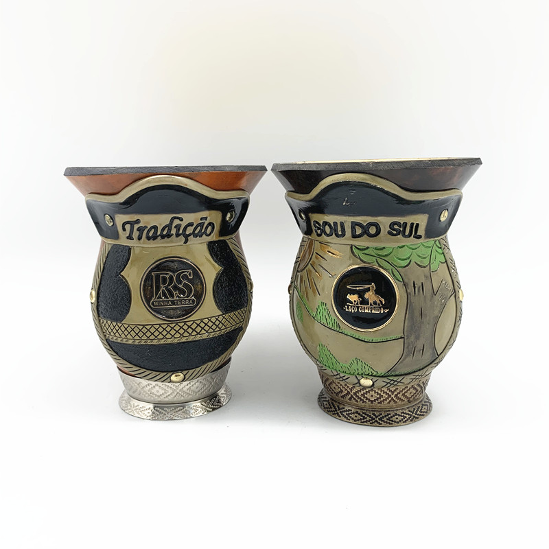 巴西原装进口马黛茶专用手工刻花葫芦南美大容量马黛杯茶杯