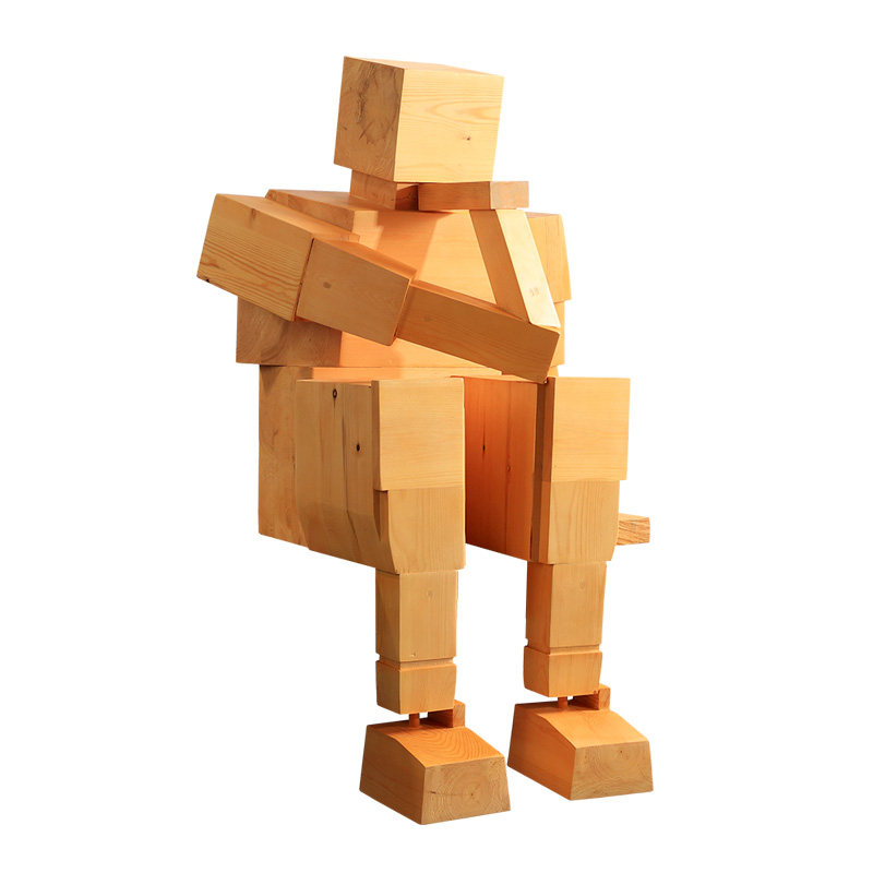 境泉思考者抽象人物雕塑摆件大型木质工艺品装置摆件