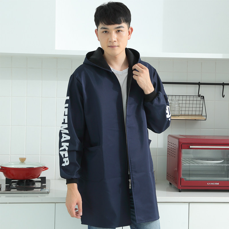 男士罩衣干活防水外套加绒加厚工作服冬季做饭围裙