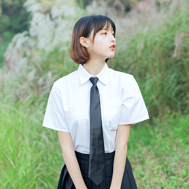 夏季jk白衬衫女日系高中学生制服学院风大码百搭宽松基础款衬衣