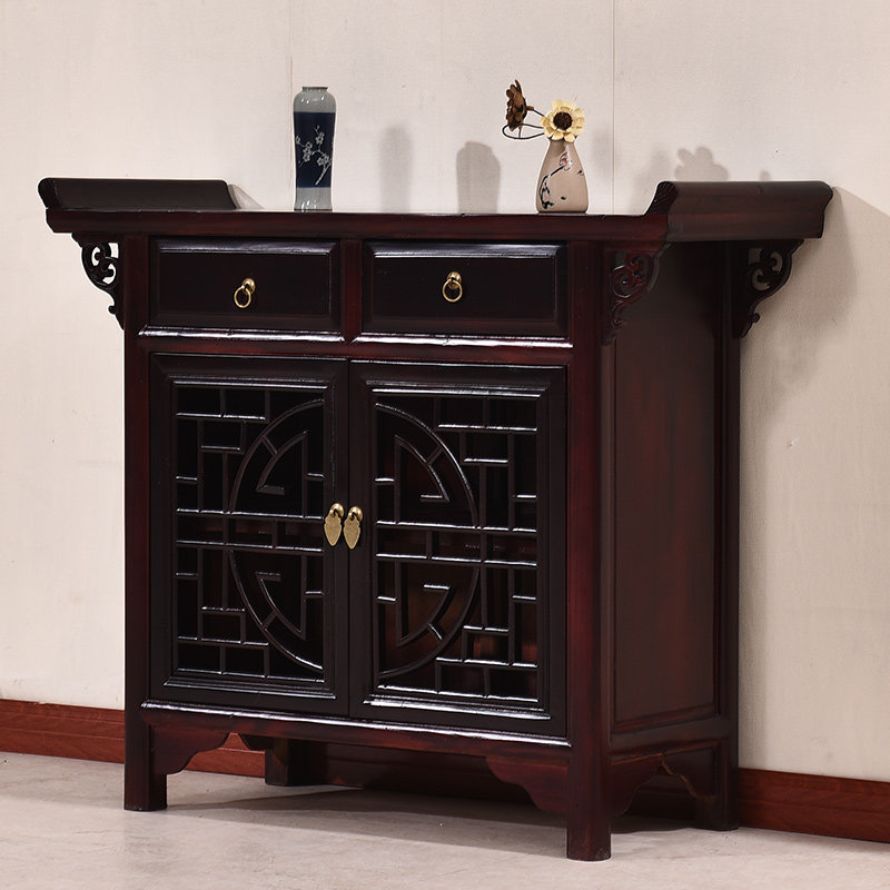实木仿古柜子储物柜客厅靠墙餐边柜厨房置物架茶水餐边柜