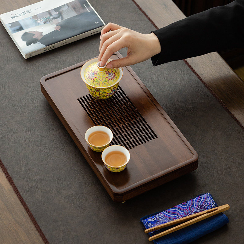茶盘重竹长方大号中式家用简约客厅储水抽屉茶盘