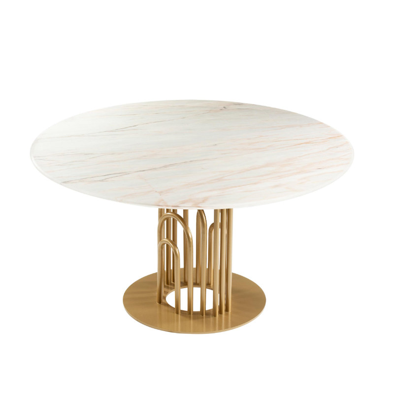 大理石现代餐桌设计师样板房家用客厅爵士白面圆形餐桌