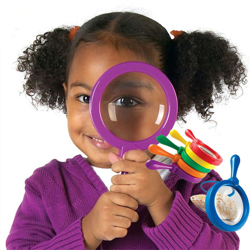 包邮大号100mm放大镜彩色小宝宝幼儿小学生男孩女孩观察科学实验