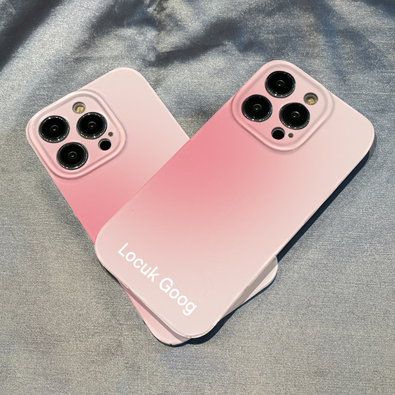 适用iphone14promax手机壳粉色渐变英文苹果13保护套12pro新款11菲林