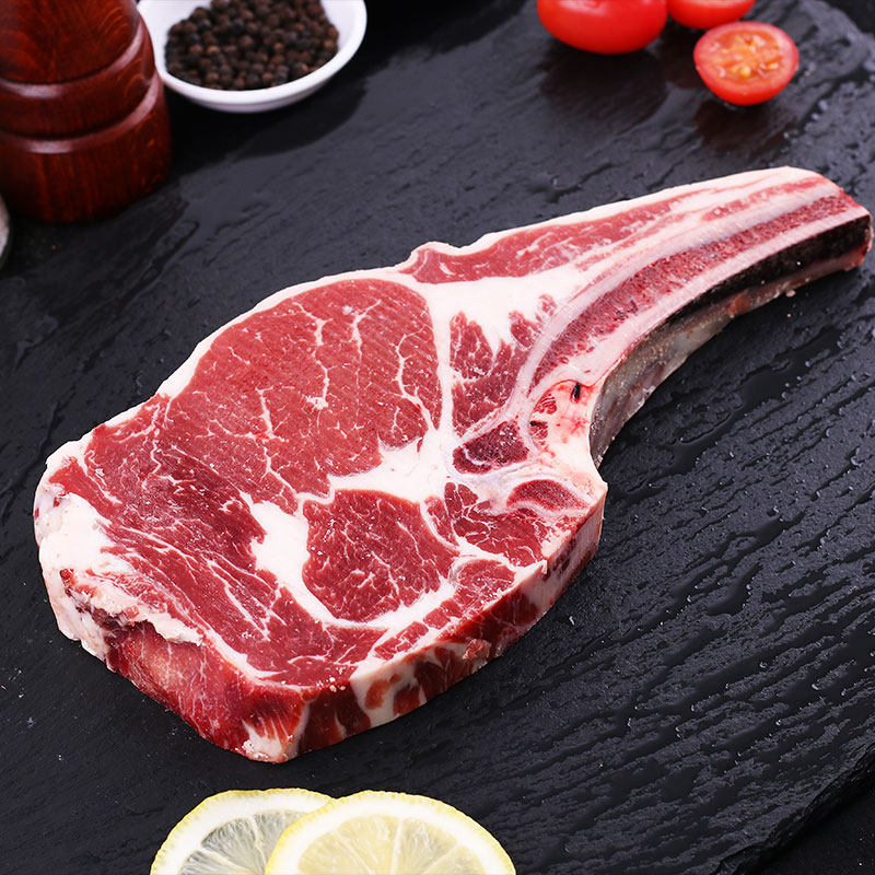 澳洲带骨腌制厚切肉眼谷饲安格牛排战斧雪花牛排