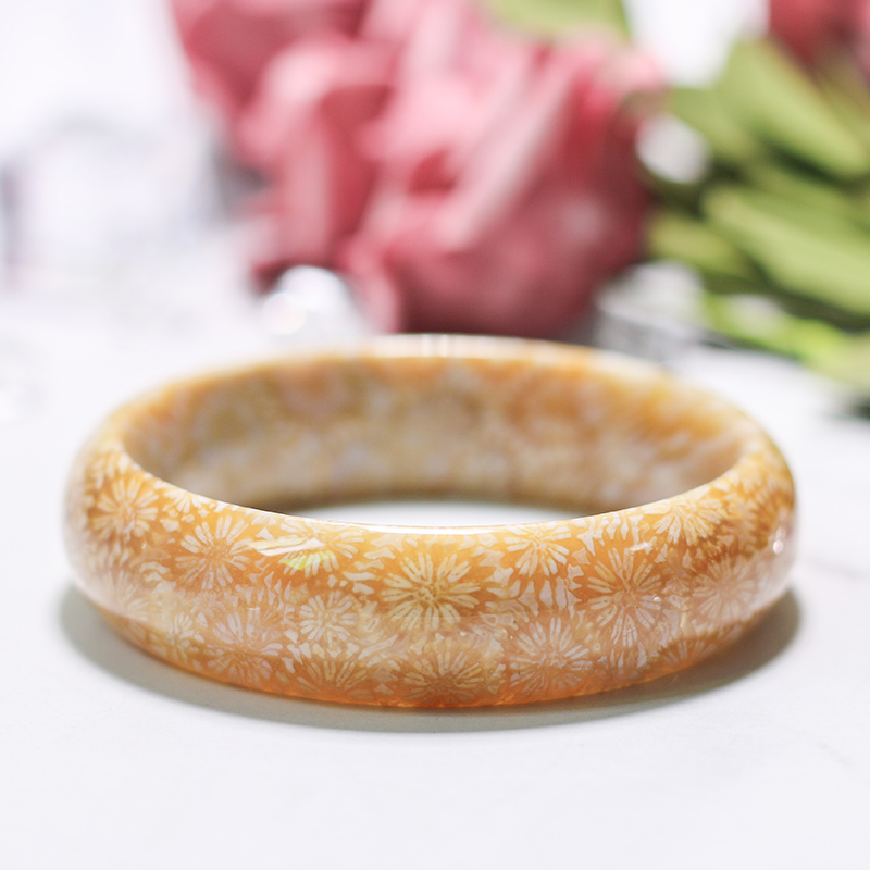 菊花精品全玉印尼珊瑚玉手手镯天然冰种大凤手镯