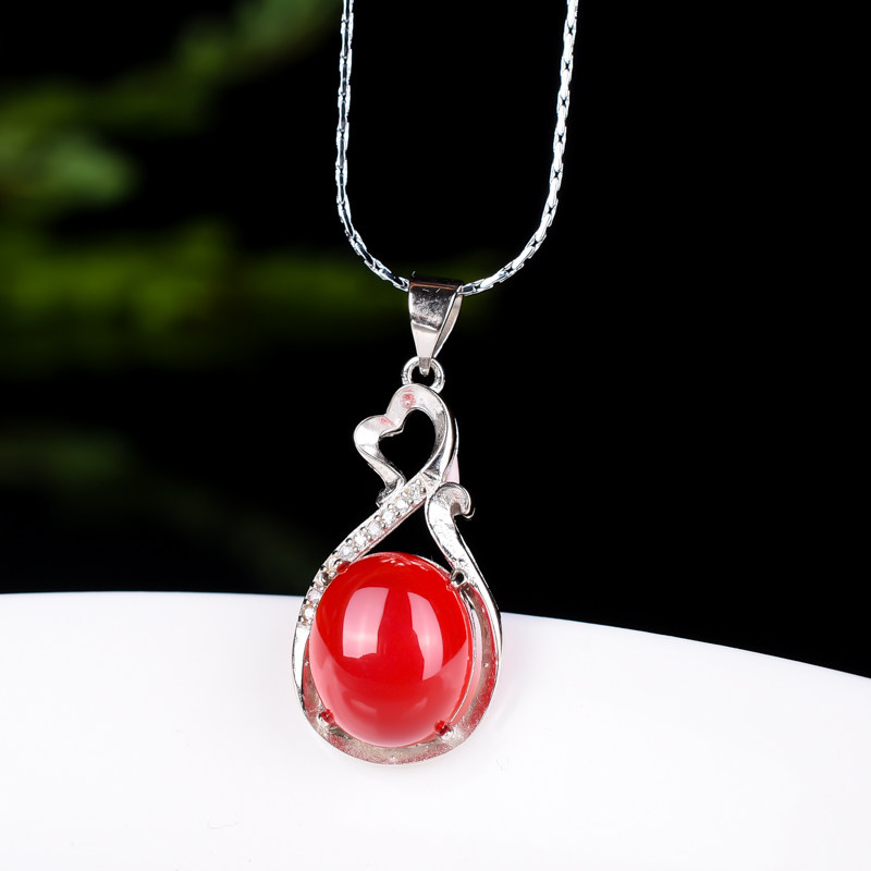 合意珠宝新款民族风饰品品红珊湖红玉吊坠手链颈饰