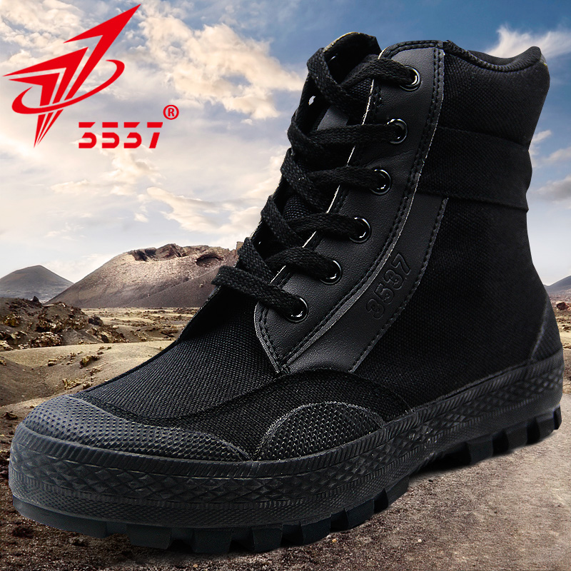 际华3537劳保胶鞋男高帮解放鞋工地耐磨劳动工作鞋户外帆布训练鞋