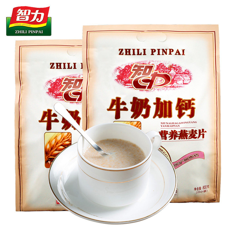 智力牛奶加钙燕麦片800g即溶学生老人早餐冲饮水果