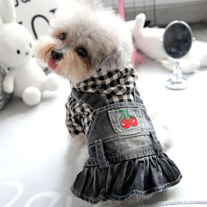 宠物博美比熊小狗狗狗衣服小型春秋春装牛仔裙狗宠物服装