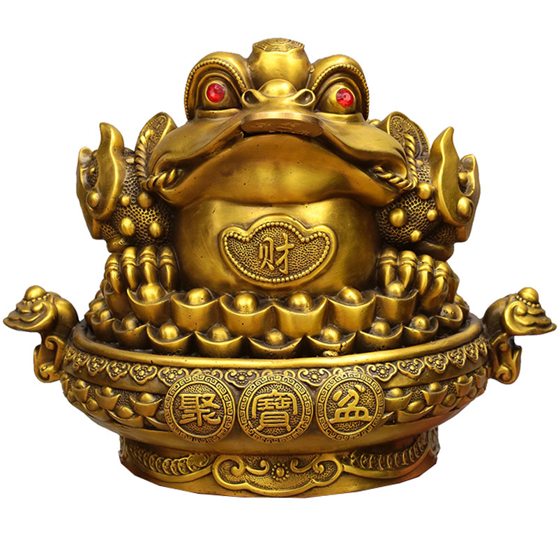 大号纯铜金蟾摆件八方招财进宝三足金蝉店铺前台摆件