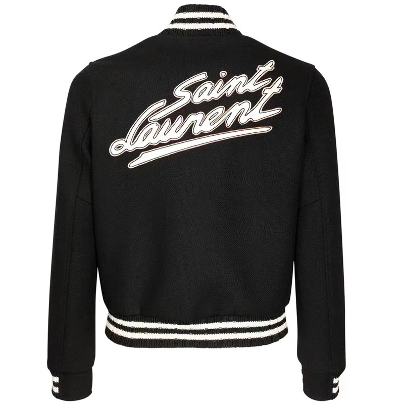 2021秋冬新款slp棒球服男女同黑色夹克牛皮短外套