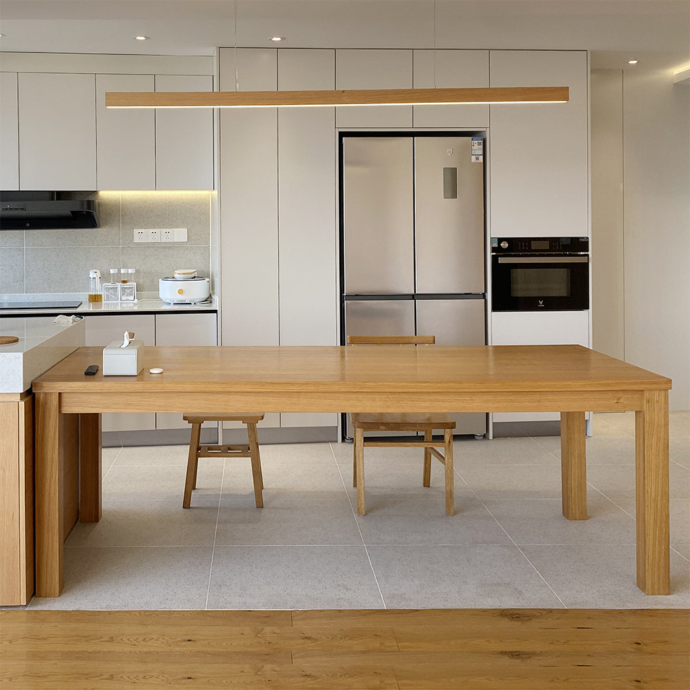 小木良品桌子定制现代简约餐桌家用长方形工作台日式餐桌
