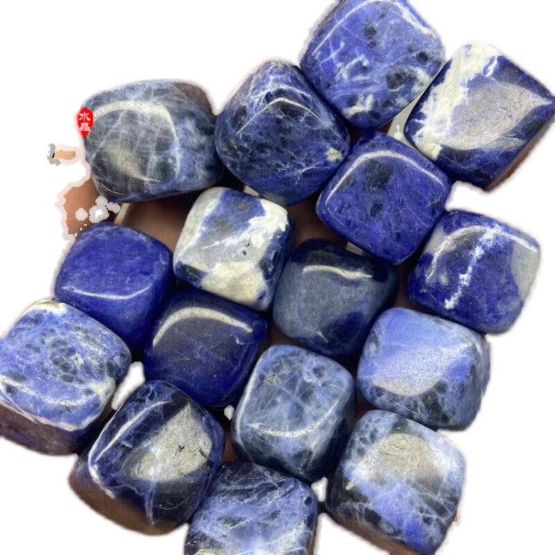 天然蓝纹石水晶碎石方块原石颗粒鱼缸花盆造景摆件