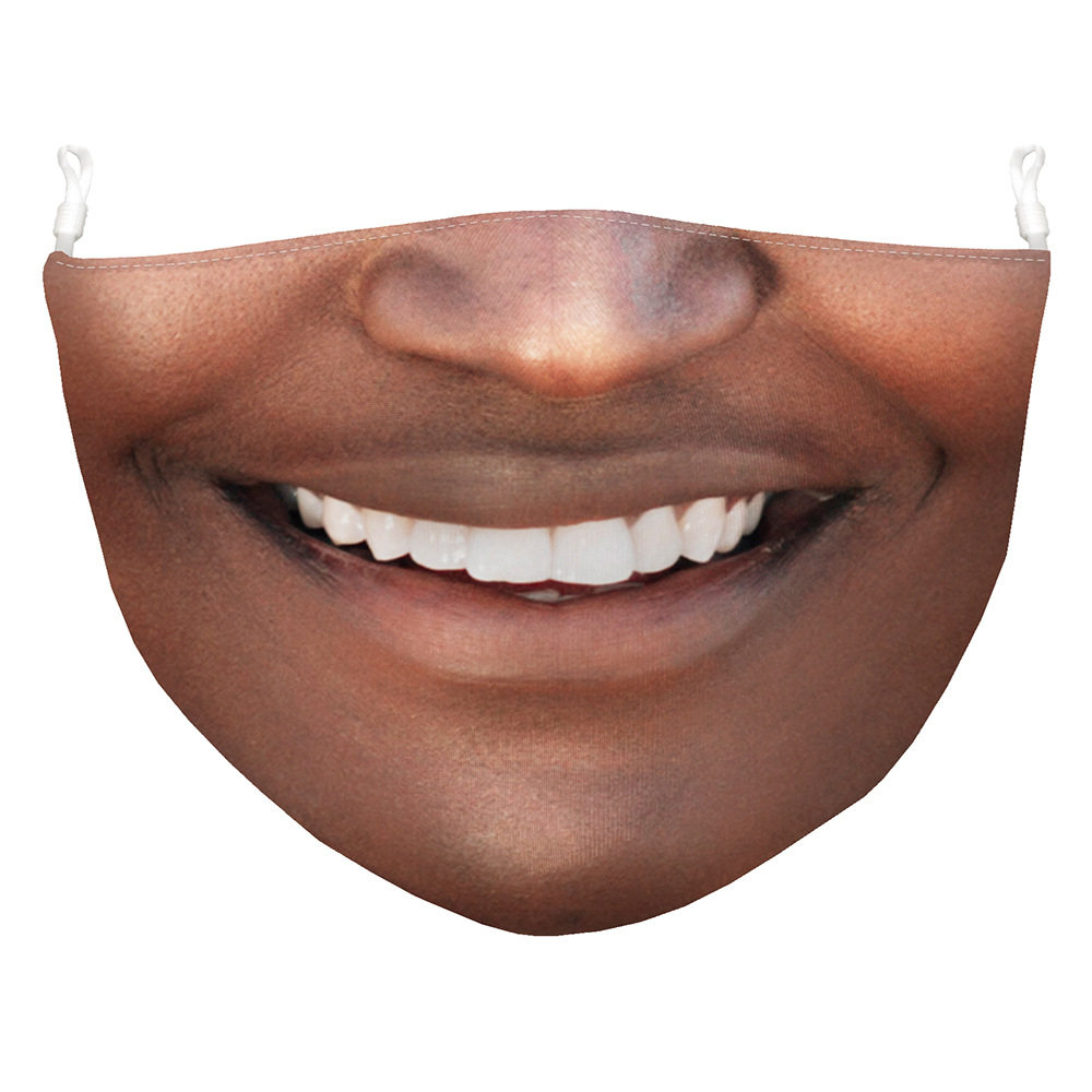 笑脸嘴型人脸恶搞鬼脸口罩大胡子开口笑社恐人胡须口罩