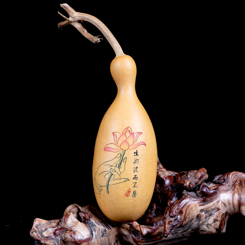 葫仙天然葫芦摆件手工雕刻墨刻针刺文玩手捻葫芦