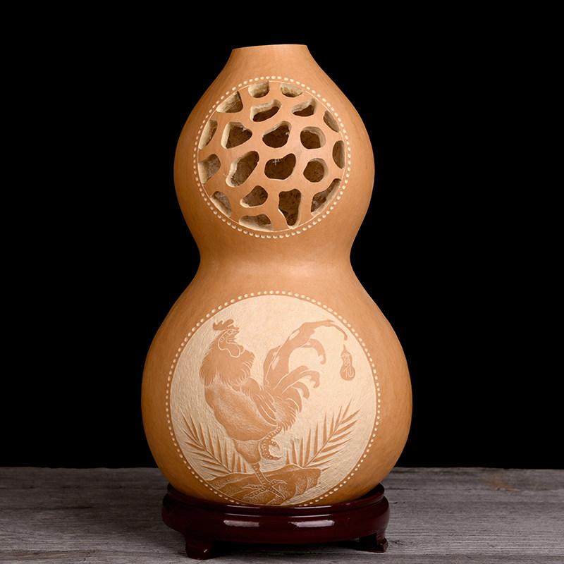 葫仙天然葫芦摆件镂空干花插花花瓶客厅办公室葫芦