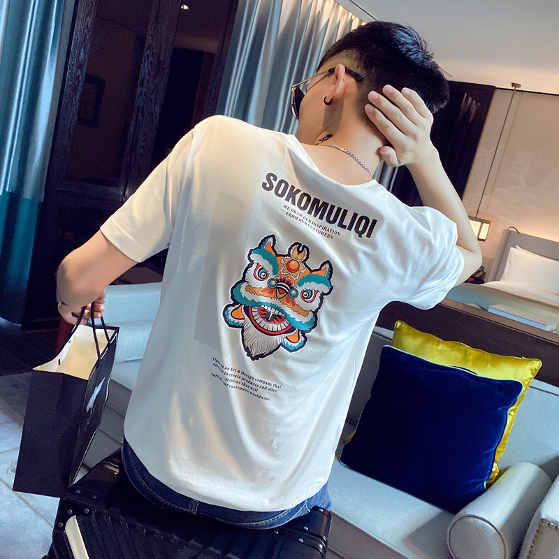 2022夏季新款男士短袖T恤时尚纯棉半袖衣服男装潮流潮牌修身体恤