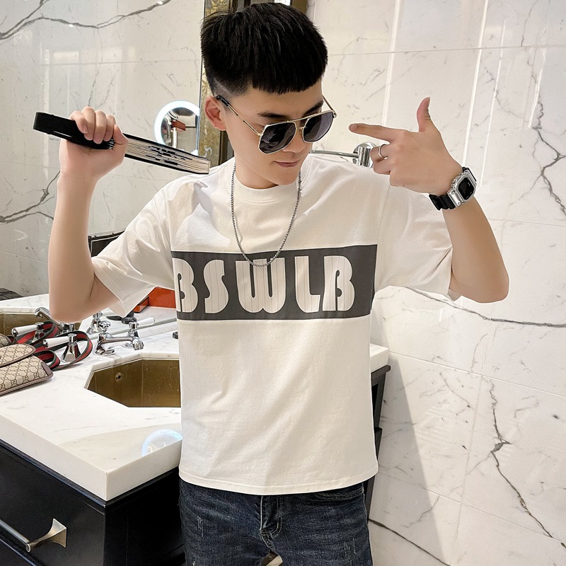 夏季短袖男白色T恤2021新款ins潮牌男装半袖纯棉百搭潮流男士上衣