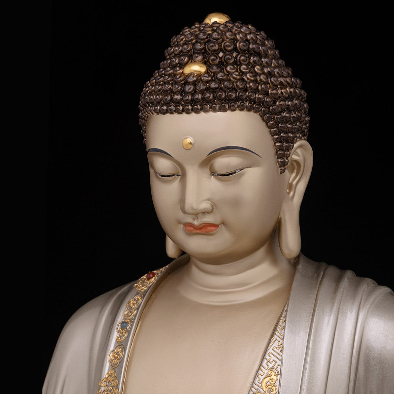 纯铜骏澜拘留孙佛掐丝银彩镶宝工艺菩萨供奉摆件