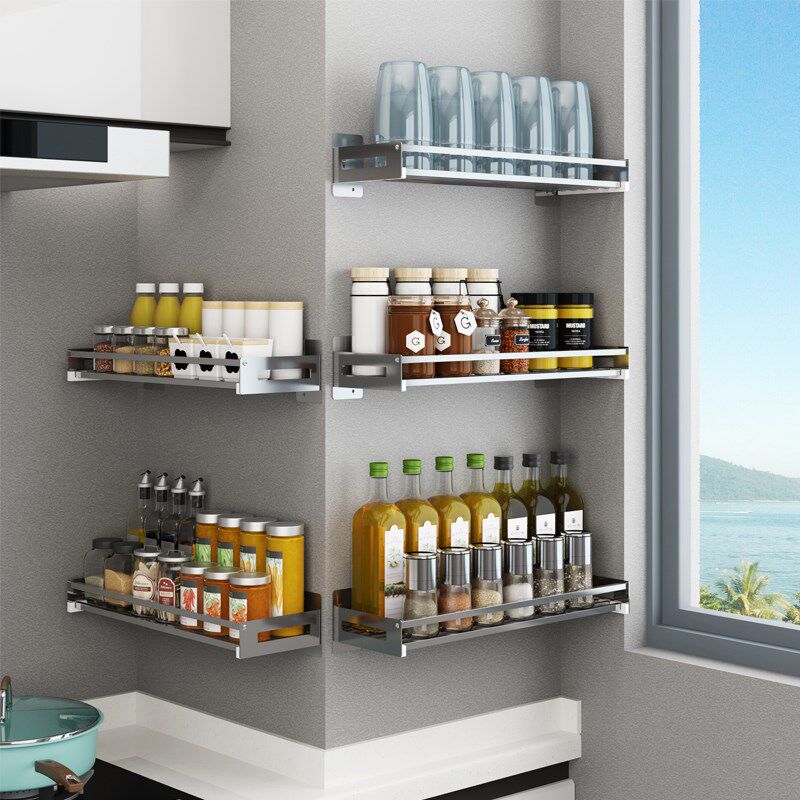 厨房置物架壁挂式多功能打孔收纳调味料墙上挂架架子厨房置物架
