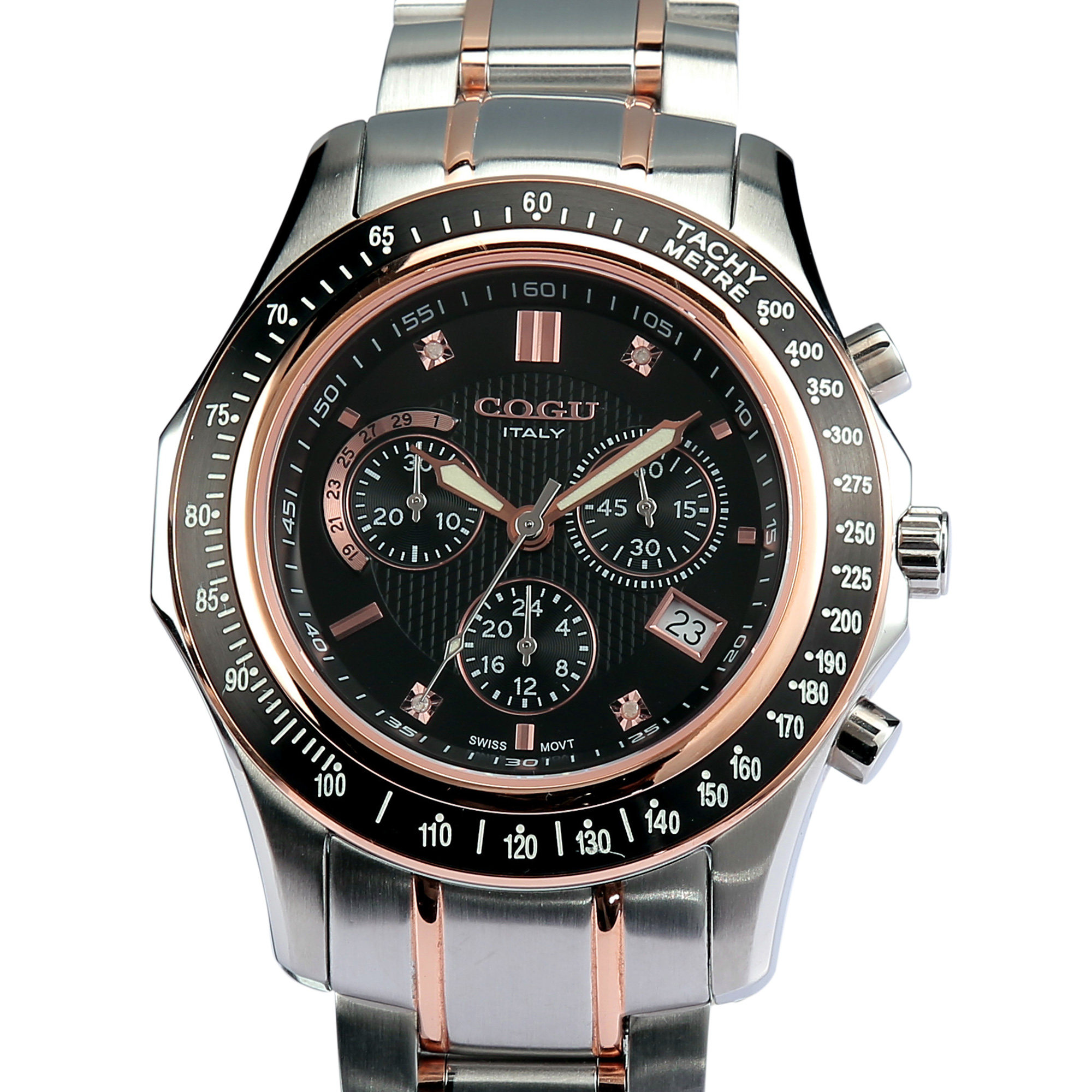 cogu多功能石英手表复古三眼指针时尚男士腕表欧美腕表