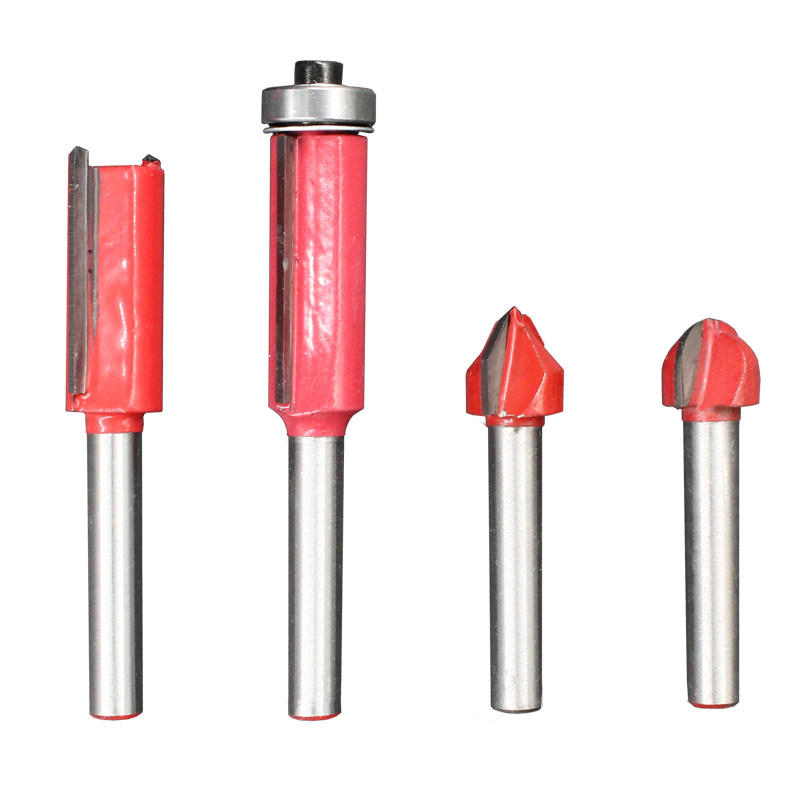 加长带轴承修边刀双刃直刀木工铣刀刀具修边机刀头雕刻机锣刀开槽