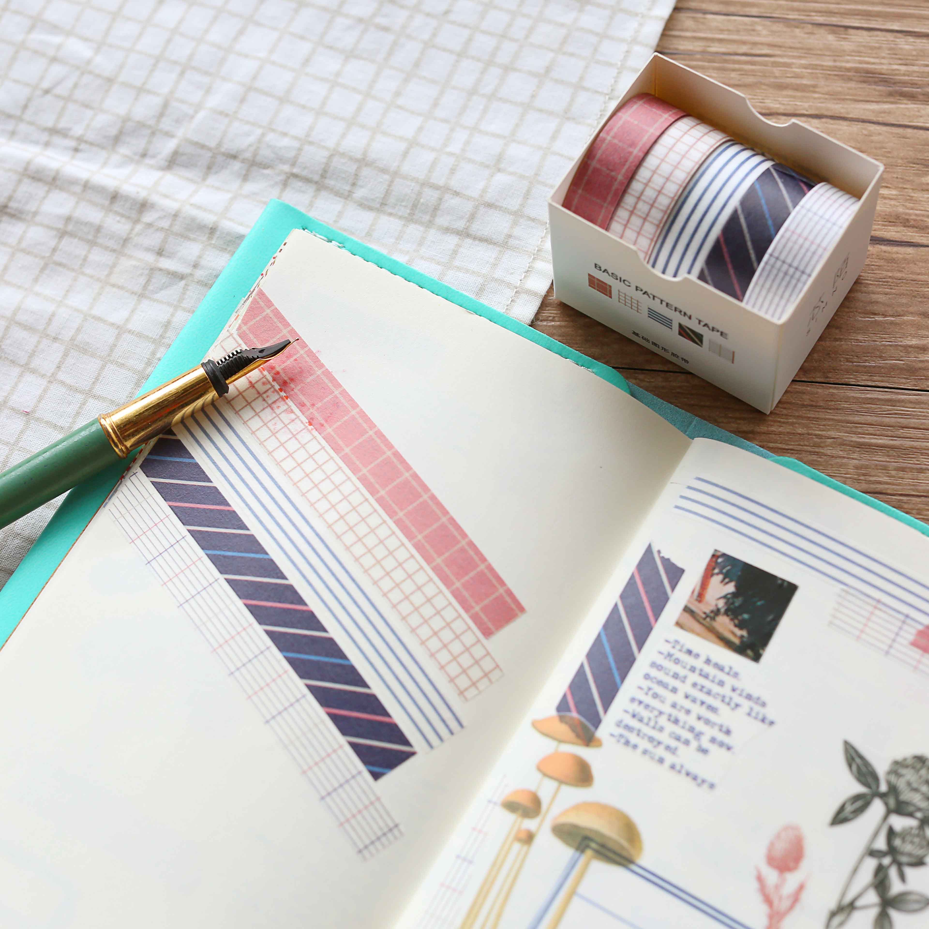 一本基础5卷日系简约胶带盒装手帐日记diy和纸胶带