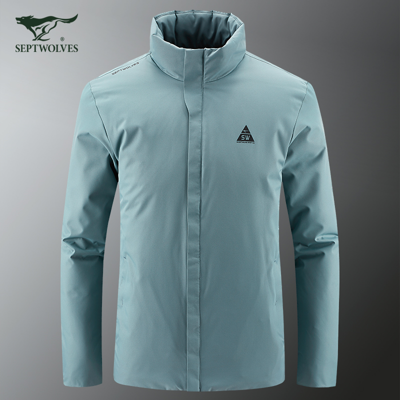 七匹狼男士羽绒服立领短款加绒加厚白鸭绒2022新款男装冬装外套男