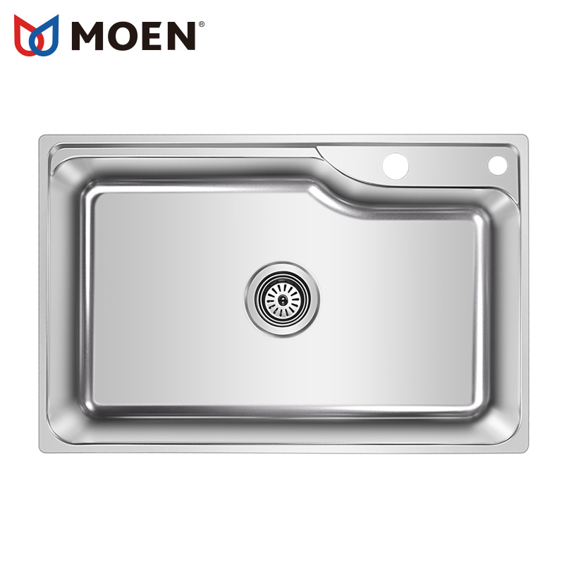 摩恩洗菜盆大单槽304不锈钢台下盆厨房洗菜盆水槽套餐洗碗池22179
